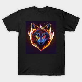 Wolf in Colourful Flames. Bold Striking Image T-Shirt